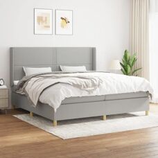 MAISONCHIC 200x200cm Hellgraues Bett - Matratze & Gestell