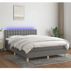 MAISONCHIC Bett mit Matratze und LED - Grau, 140x200cm