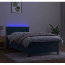 Maisonchic - Bett mit LED - 100x200cm Dunkelblauer Samt