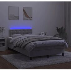 MAISONCHIC Bett mit Matratze und LED - Hellgrau - Bett