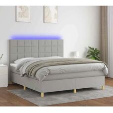 MAISON CHIC Bett mit LED-Beleuchtung - Grau 180x200 cm