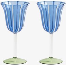 k amsterdam Eve Grøn Blå Håndlavet Borosilikat Vinglas Sæt - Vinglas