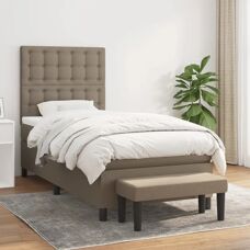 Jinlefu Grau Taupe Bett mit Verstellbarem Kopfteil - Bett