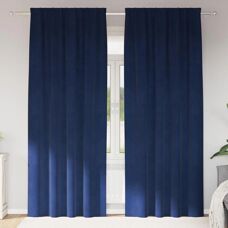 vidaXL Navy Gordijnen - Donkerblauw Polyester 140x225cm