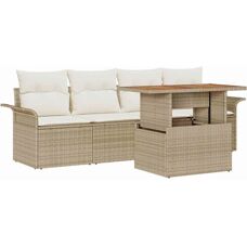 Generic - Garden 5pc - Beige - Poly Rattan - Gartensofa-Set