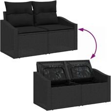 Generic - Outdoor Dining Set 8pc - Schwarzes Poly-Rattan