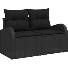 Generic - 6P PolyRattan - Schwarz - Rechteckig - Garden Set