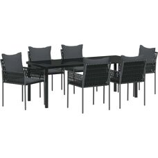 Generic - 7pc PolyRattan Garten-Set - Black - Outdoor Set