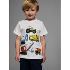 KIDSWORLD Bagger & Co. T-Shirt - Jungen, Weiß, Jersey, Basic
