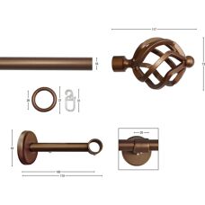 GARESA RUSTIKA Rustikale Gardinenstange - 210cm, 16mm, Braun