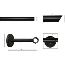 GARESA Zyli Schwarze Gardinenstange - 430cm 16mm, einläufig