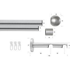 GARESA SEFRA Aluminium Gardinenstange - 290cm, 16mm, Silber