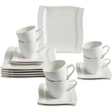 Novel Swing 18-teiliges weißes Porzellan-Kaffeetafel
