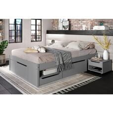 MID.YOU Tárolós ágy 140x200cm - Fenyő - Szürke