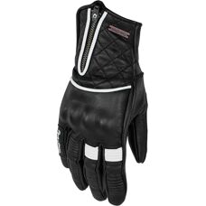 Guanti moto Lilly in pelle per donna - Nero Bianco - XL