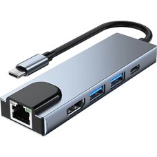 Station d'accueil USB-C 5-en-1 Tech-Protect V3 - Gris