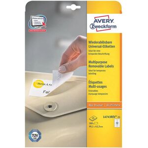 Avery L4743REV-25 printer label - Removable, White - Printer Label Avery L4743REV-25 printer label - Removable, White - Printer Label