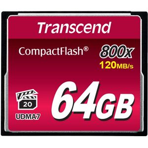 Transcend 64GB Tarjeta de memoria CompactFlash 800x - Tipo: CF - 120MB/s Transcend 64GB Tarjeta de memoria CompactFlash 800x - Tipo: CF - 120MB/s