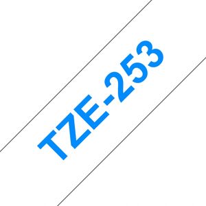 Brother TZE-253 Laminated Label Tape - Blue on white - Label-making tape Brother TZE-253 Laminated Label Tape - Blue on white - Label-making tape