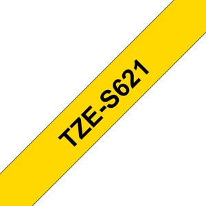 Brother TZe-S621 Label Tape - Black on Yellow, 9mm x 8m Brother TZe-S621 Label Tape - Black on Yellow, 9mm x 8m