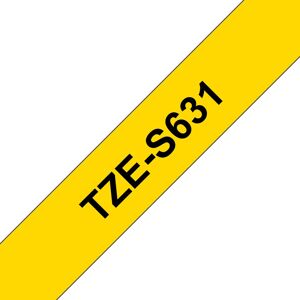 Brother TZE-S631 Labeling Tape - Laminated, Black on Yellow Brother TZE-S631 Labeling Tape - Laminated, Black on Yellow