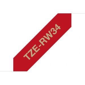 Brother TZE-RW34 Label Tape - Red and Gold - Label Tape Brother TZE-RW34 Label Tape - Red and Gold - Label Tape