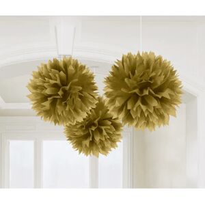Amscan Pompons Dorés Lot de 3 - Décoration de Fête - Publicité Amscan Pompons Dorés Lot de 3 - Décoration de Fête - Publicité