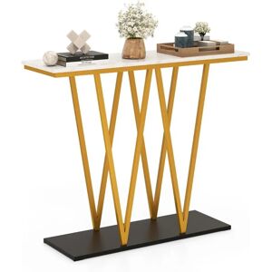 Costway Table d'entrée en marbre blanc - Design étroit, rangement - Publicité Costway Table d'entrée en marbre blanc - Design étroit, rangement - Publicité