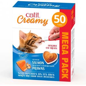 Catit Creamy Salmon & Prawn Lickable Cat Treats - 50pk Catit Creamy Salmon & Prawn Lickable Cat Treats - 50pk