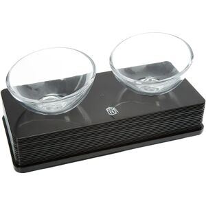 Pet Glass Diner - 2x200ml - Black Support - Pet Food Bowl Pet Glass Diner - 2x200ml - Black Support - Pet Food Bowl