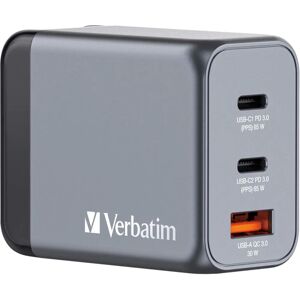 Verbatim GNC-65 GaN 65W Charger - Universal Black/Grey - Charger Verbatim GNC-65 GaN 65W Charger - Universal Black/Grey - Charger