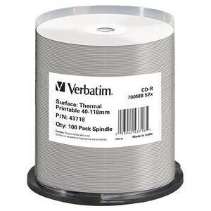 Verbatim 700MB 52x Thermal Printable CD-R - No ID - Spindle Verbatim 700MB 52x Thermal Printable CD-R - No ID - Spindle
