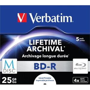 Verbatim 25 GB M-Disc BD-R 4x - 5 Pack Jewel Case Verbatim 25 GB M-Disc BD-R 4x - 5 Pack Jewel Case