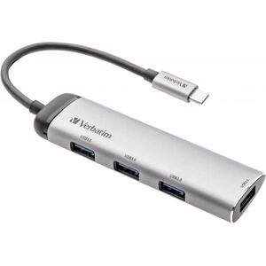 Verbatim USB-C Multiport Hub - 4 Port, Grey Verbatim USB-C Multiport Hub - 4 Port, Grey