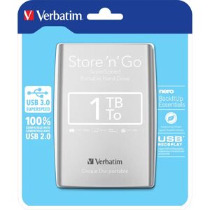 Verbatim Silver 1TB External Hard Drive - USB 3.2 Verbatim Silver 1TB External Hard Drive - USB 3.2