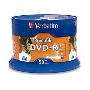 Verbatim White Inkjet Printable DVD-R 50pk - 4.7GB - 16x - DVD-R Media Verbatim White Inkjet Printable DVD-R 50pk - 4.7GB - 16x - DVD-R Media