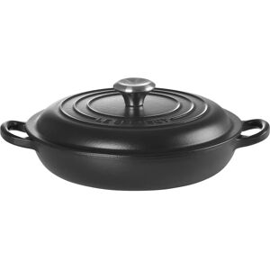 Le Creuset Signature Cast Iron 22cm Shallow Casserole - Satin Black Le Creuset Signature Cast Iron 22cm Shallow Casserole - Satin Black