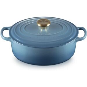 Le Creuset Signature Chambray Cast Iron 27cm Oval Casserole - Cookware Le Creuset Signature Chambray Cast Iron 27cm Oval Casserole - Cookware