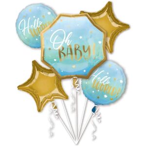 Amscan Blue/Gold Baby Shower Foil Balloon Bouquet - Party Decoration Amscan Blue/Gold Baby Shower Foil Balloon Bouquet - Party Decoration