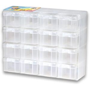 Hama Storage Box with 16 Compartments for Beads - Clear Plastic Hama Storage Box with 16 Compartments for Beads - Clear Plastic