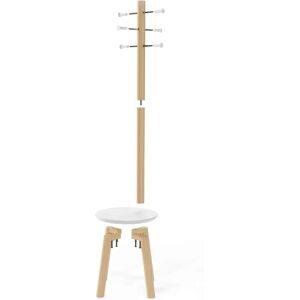 Umbra Pillar Coat Stand and Stool - White/Natural - Coat Stand and Stool Umbra Pillar Coat Stand and Stool - White/Natural - Coat Stand and Stool