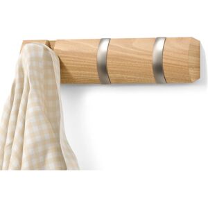 Appendiabiti a parete modello Flip di Umbra - Moderno, in legno, Argento/Naturale/Marrone Appendiabiti a parete modello Flip di Umbra - Moderno, in legno, Argento/Naturale/Marrone