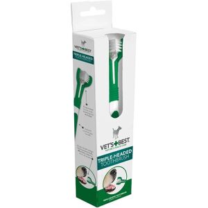 Brosse à dents pour chien Vet's Best - 21cm - Tête triple - Publicité Brosse à dents pour chien Vet's Best - 21cm - Tête triple - Publicité