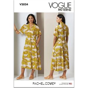 Patrón de vestido Vogue V2024U5 - Midi, Botones asimétricos Patrón de vestido Vogue V2024U5 - Midi, Botones asimétricos