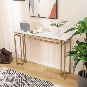 Costway konsolbord - Faux marmor og guldramme - 120x30x80,5 cm - Hvid Costway konsolbord - Faux marmor og guldramme - 120x30x80,5 cm - Hvid