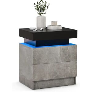 Mesita de Noche Costway con LED 20 Colores 2 Cajones Acabado Mármol Moderno - Mesita Mesita de Noche Costway con LED 20 Colores 2 Cajones Acabado Mármol Moderno - Mesita