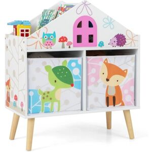Estantería de juguetes infantiles Costway - Forma de casa, estantes de madera, cajones removibles Estantería de juguetes infantiles Costway - Forma de casa, estantes de madera, cajones removibles
