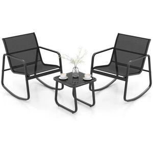 Conjunto de Jardín Costway 3 Piezas de Metal+Textilene Sillas y Mesa de Vidrio Conjunto de Jardín Costway 3 Piezas de Metal+Textilene Sillas y Mesa de Vidrio