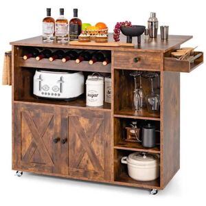 Costway - Chariot de Cuisine - Brunt Rustikt - kitchen island cart Costway - Chariot de Cuisine - Brunt Rustikt - kitchen island cart