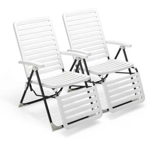 Costway Sillón reclinable exterior blanco - Reposabrazos ajustable en 7 posiciones - Jardín Piscina Camping Costway Sillón reclinable exterior blanco - Reposabrazos ajustable en 7 posiciones - Jardín Piscina Camping